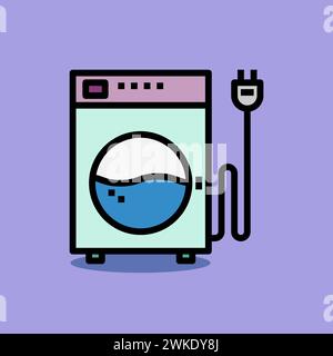 Art illustration symbol icon furniture logo household design sketch hand draw of washing machine Stock Vector