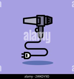 Art illustration symbol icon furniture logo household design sketch hand draw of hair dryer Stock Vector