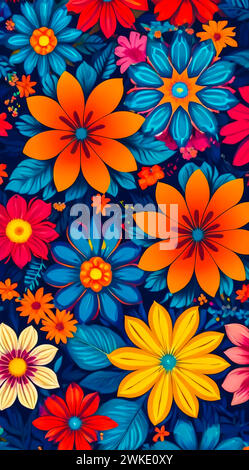 Bloom Floral details: A Tapestry of Hues, a vibrant burst of floral colors. Stock Vector