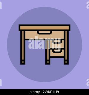 Art illustration symbol icon furniture logo household design sketch hand draw of shelves table Stock Vector
