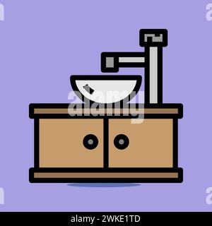 Art illustration symbol icon furniture logo household design sketch hand draw of sink Stock Vector