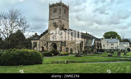 St Marys Church at Kirby Lonsdale in Cumbria, UK. is a historic building, built by the Norman's from the early 12th century Stock Photo