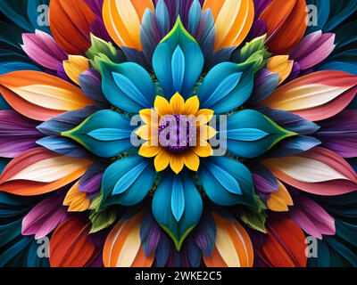 Bloom Floral details: A Tapestry of Hues, a vibrant burst of floral colors. Stock Vector