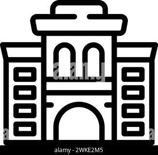 Warsaw historical temple icon outline vector. Poland sightseeing tour. Scenery splendor architecture Stock Vector