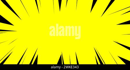 Material element for representing explotion. comic speed lines art effect. isolaten on yellow background Stock Vector