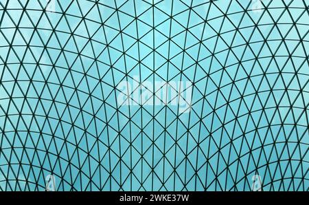 Interior view of the glass lattice roof over the Great Court in The British Museum, London, England, United Kingdom Stock Photo