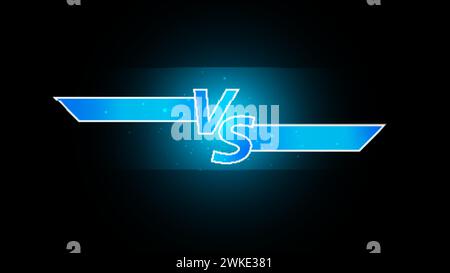 Versus logo with blue neon lights and sparkles on dark background. Versus illustration image blank template with letters VS and designed elements. Stock Vector