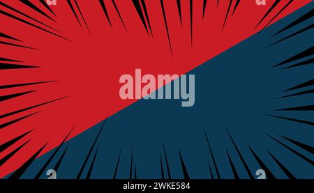 Red and blue pop art comic speed background style Stock Vector