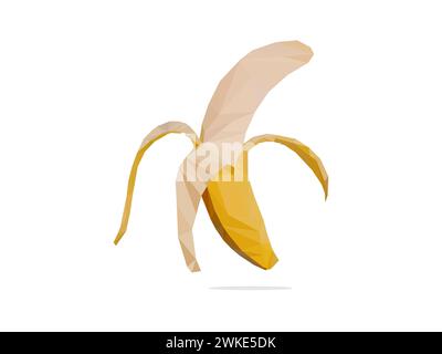 Polygonal fruit vector. Banana shape triangle poly illustration style. Design icon art Stock Vector