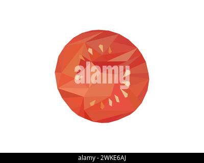 Polygonal fruit or vegetable. illustration of the inside of a tomato in low poly. Abstract design icon art Stock Vector