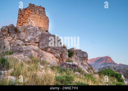 torre de na Seca, 1584 Bàlitx d'Avall, Fornalutx, Paraje natural de la Serra de Tramuntana, Mallorca, balearic islands, Spain. Stock Photo