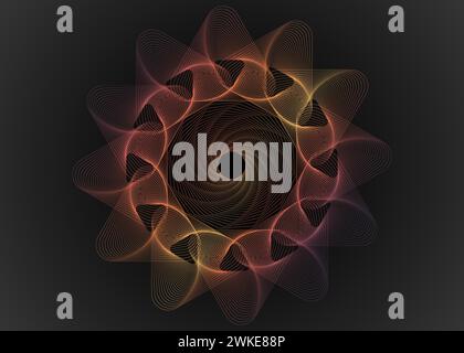 Abstract flower mandala, colorful spiral in spirograph style. Vector template. Vintage trendy design element for frame, logo, sign, border, web, print Stock Vector