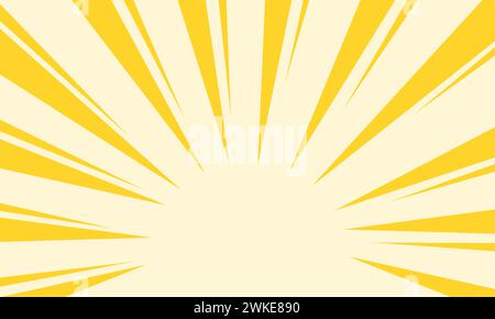 Bright yellow radial sunburst background. Explotion with stripe element design illustration Stock Vector