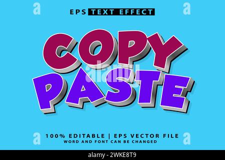 copy paste 3d text effect Stock Vector