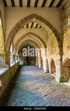 Roncesvalles, Gothic cloister, Royal Collegiate Church of Santa María de Roncesvalles, Santiago's road, Navarra, Spain. Stock Photo