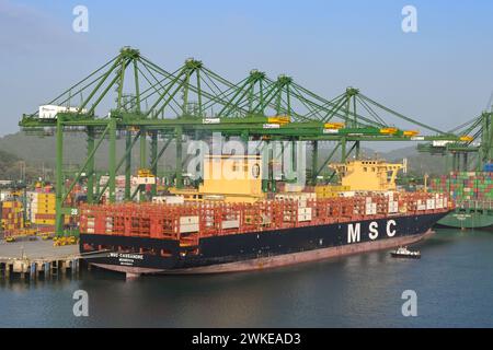 Panama City, Panama - 23 January 2024: Crane lifting a shipping ...