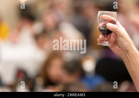 Sopar de cantadors i cantadores, Restaurant Can Tronca, Sant Joan, Majorca, Balearic Islands, Spain. Stock Photo