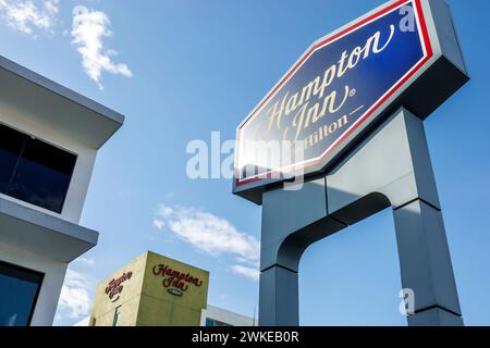 Merida Mexico,Xcumpich Calle 20A,Hampton Inn Hilton hotel lodging inn motel business,hotels motels businesses,sign signs information,promoting promoti Stock Photo