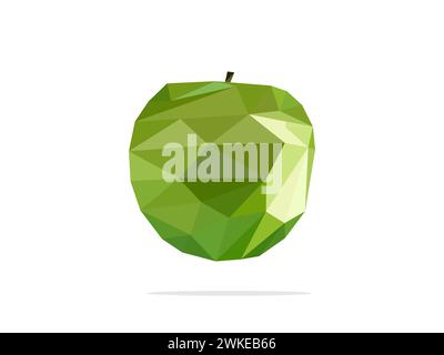 fruit illustration. Green apple abstract geometric triangle polygon art design vector Stock Vector