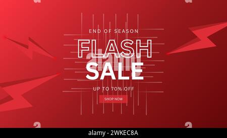 Flash Sale Shopping Poster or banner with Flash icon and 3D text on red background. Flash Sales banner template design for social media and website Stock Vector