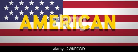 Speaking American.  Word on flag of Usa, vector banner Stock Vector
