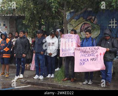 COMUNEROS-KICHWAS-CORTE-CONSTITUCIINAL Quito, martes 20 de febrero del 2024 Comuneros y comuneras Kichwas de la Amazonia, acudieron a un planton en la Corte Constitucional, para solicitar se de respuesta al caso del derrame de 15800 de hidrocarburos derramados el 7 de abril del 2020, que afectan a sus comunidades. Fotos:Rolando Enriquez/API Quito Pichincha Ecuador EVN-COMUNEROS-KICHWAS-CORTE-CONSTITUCIINAL-f27a28d5ba63b1dab5fe80b99234d18d *** KICHWAS COMMUNALS IN THE CONSTITUTIONAL COURT Quito, Tuesday, February 20, 2024 Kichwa community members of the Amazon, went to a sit-in at the Constitut Stock Photo