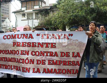 COMUNEROS-KICHWAS-CORTE-CONSTITUCIINAL Quito, martes 20 de febrero del 2024 Comuneros y comuneras Kichwas de la Amazonia, acudieron a un planton en la Corte Constitucional, para solicitar se de respuesta al caso del derrame de 15800 de hidrocarburos derramados el 7 de abril del 2020, que afectan a sus comunidades. Fotos:Rolando Enriquez/API Quito Pichincha Ecuador EVN-COMUNEROS-KICHWAS-CORTE-CONSTITUCIINAL-0c1c7d8eb140013a45bf2a7b73deebc8 *** KICHWAS COMMUNALS IN THE CONSTITUTIONAL COURT Quito, Tuesday, February 20, 2024 Kichwa community members of the Amazon, went to a sit-in at the Constitut Stock Photo