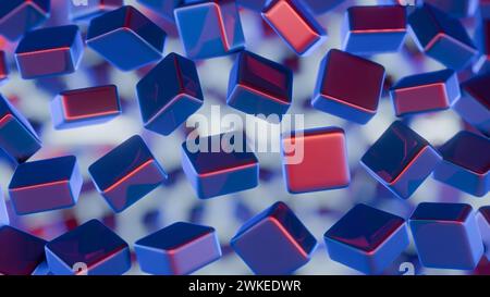 Abstract, minimalist blockchain data blocks with subtle shading. Stock Photo