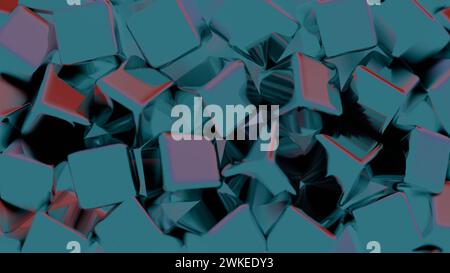 Abstract, minimalist blockchain data blocks with subtle shading. Stock Photo