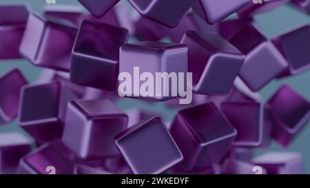 Abstract, minimalist blockchain data blocks with subtle shading. Stock Photo