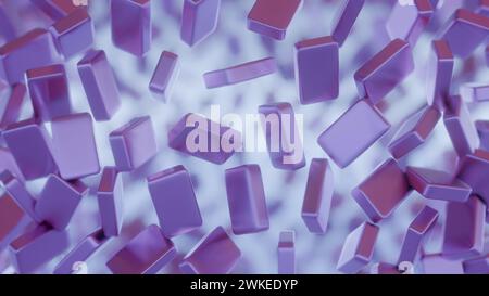 Abstract, minimalist blockchain data blocks with subtle shading. Stock Photo