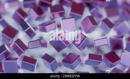 Abstract, minimalist blockchain data blocks with subtle shading. Stock Photo