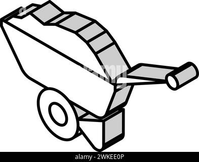 wheelbarrow tool repair isometric icon vector illustration Stock Vector