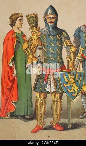 Günther von Schwarzburg (ca. 1304-1349). King of Germany in 1349. Descendant of the Counts of Schwarzburg. Chromolithography. 'Historia Universal', by César Cantú. Volume VI, 1885. Stock Photo