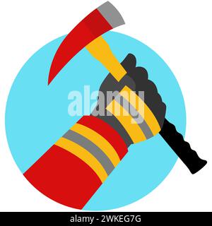 Clip art of a firefighter hand holding an axe, vector illustration Stock Vector