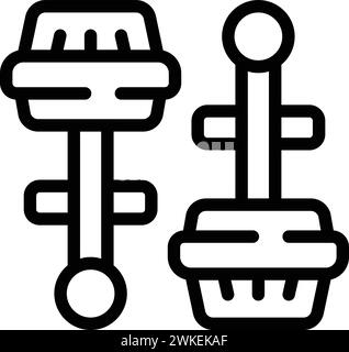 Suit cufflinks icon outline vector. Pair of linked studs. Sleeve fasteners buttons Stock Vector