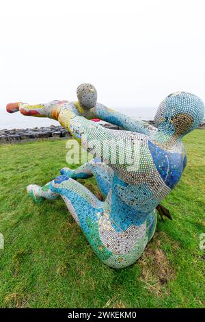 Venus & Cupid at Scalestone Point, looking out over Morecambe Bay by the artist Shane A. Johnstone Stock Photo