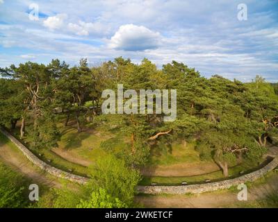 War cemetery located on Swiecajty lakeshore commemorating German and Russian soldiers fallen during the First World War in Wegorzewo, Poland Stock Photo