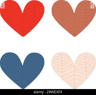 2024 style colorful hearts with lines inside on a white background Stock Vector