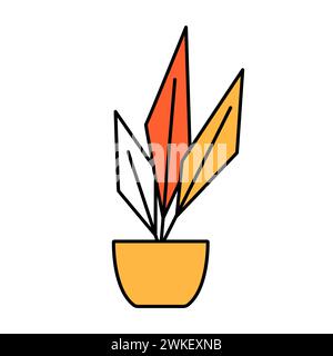 Flower in a pot in cartoon style. House plant in flat style. Vector outline icon plant. Stock Vector
