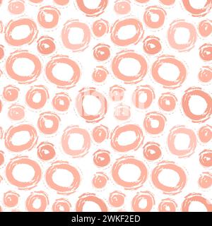 Fashion abstract contemporary seamless pattern with dry brush crayon charcoal circles. Colored Graphic squiggle vector. Modern trendy Vector. Grunge, Stock Vector