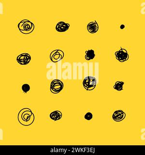 Collection black shapes dots and drops. Set of hand drawn doodle circles in a grunge style. Scribble doodle circle and point. Vector illustration for Stock Vector