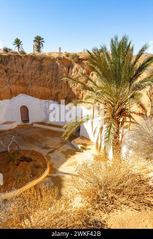 Typical Berber underground cave house.  Matmata, Tunisia, Africa Stock Photo