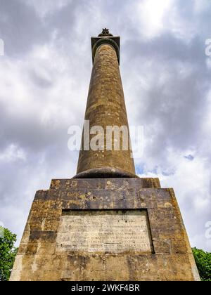 The Admiral Hood Memorial monument to Sir Samuel Hood - a Tuscan order column on the Polden Hills near Compton Dundon in Somerset UK Stock Photo