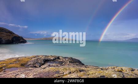 Isle of Harris Seascape with a rainbow Stock Photo