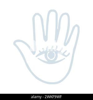 Hamsa Hand Palm With All Seeing Eye And Eyelids Line Icon Stock Vector