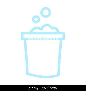 Blue Bucket With Soap And Bubbles Line Icon Stock Vector