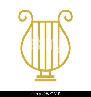 Golden Harp Line Icon Stock Vector