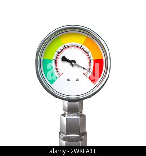 Close-up of a modern pressure gauge for industrial use, isolated on white background. 3d render Stock Photo