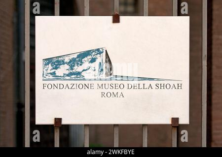 Shoah Museum Foundation sign in via del Portico d'Ottavia, Jewish Ghetto, Rome, Lazio, Italy Stock Photo